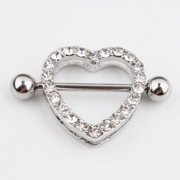 Nipple Piercing ~ Per Pair ~ Crystal ~ Hearts ~ 5 - Colors - Picture 7 of 11